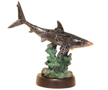 copper shark with lightning pattern on award